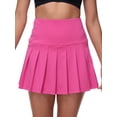 thumbnail image 3 of Pdbokew Women's Pleated Tennis Skirt Golf Skirt Athletic High-Waisted Belted Pocket Lined Shorts Fitness Rose red S, 3 of 8