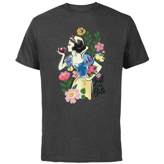 Disney Princess Snow White Just One Bite Floral - Short Sleeve Cotton T-Shirt for Adults - Customized-Charcoal