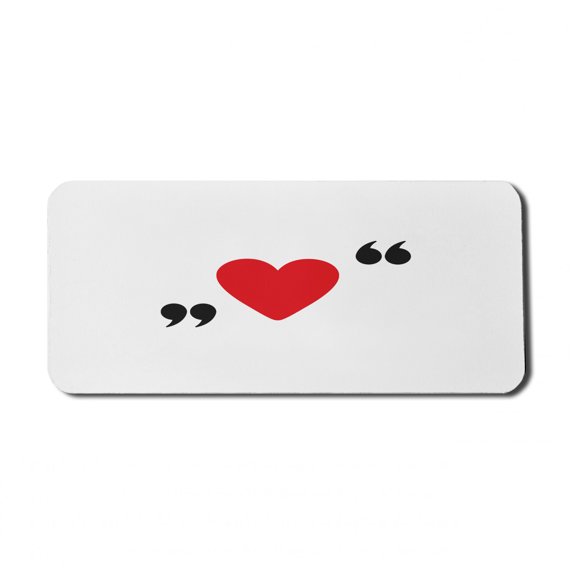 Love Computer Mouse Pad, Red Heart in Writing Marks Romantic Love Simple Classic Valentines, Rectangle Non-Slip Rubber Mousepad X-Large, 35" x 15" Gaming Size, Red Black White, by Ambesonne