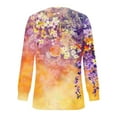thumbnail image 5 of hxobax Women's Floral Long Sleeve T Shirts Round Neck Pleated Tunic Tops Casual Blouses for Leggings, 5 of 5