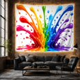 thumbnail image 6 of Rainbow Paint Explosion Against White Background, Energetic Psychedelic for Art Lovers, Dynamic Splatter Burst Art, Housewarming Gift Tapestry Wall Hanging for Bedroom and Living Room, 6 of 7