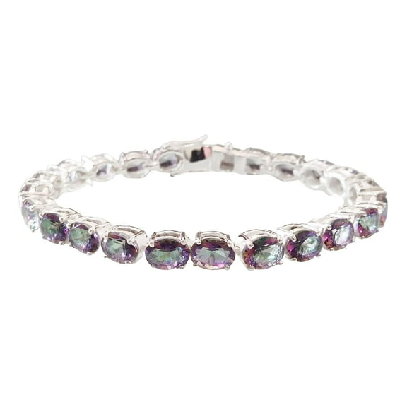 Natural Mystic Topaz bracelet, Quartz jewelry, Birthstone, Sterling silver, Silver jewelry, Silver bracelet, 925 silver, Bracelet for wedding anniversary, Christmas Gift, Women Bracelet Bangle