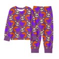 thumbnail image 4 of CAIVO Skull Printed Halloween 2 Piece Pajama Set Girls, Round Neck Long Sleeve Shirt With Matching Jogger Trousers, Kids Holiday Nightwear Loungewear, 4 of 4