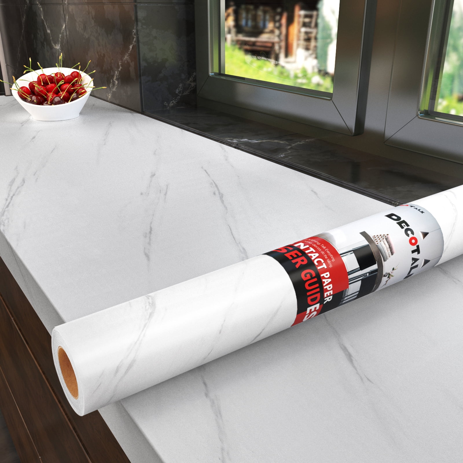 Decotalk White Marble Countertop Contact Paper Peel and Stick Marble