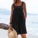 thumbnail image 1 of ICHUANYI Clearance Fashion Women Casual Sold Color Shoulder Button Suspender Jumpsuits Wide Pocket Leg Pant(Black, XL) ICHUANYI WER2023081000691, 1 of 5