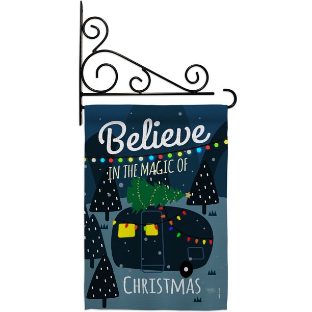 Christmas Believe The Magic Trailer Garden Flag Set Winter 13 X18 5 Double Sided Decorative Vertical Flags House Decoration Small Banner Yard Gift Walmart Com Walmart Com