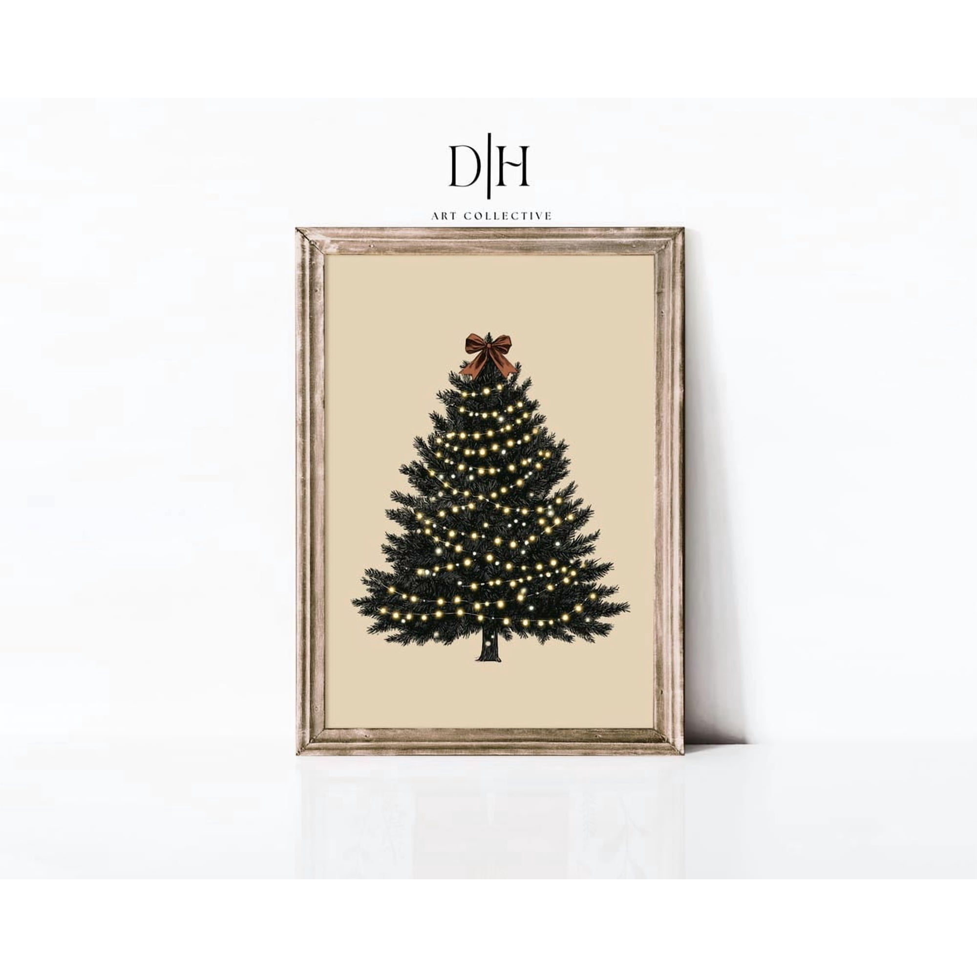 Vintage Evergreen Tree Wall Art Print Neutral Classic Home Decor Unframed Paper Print