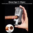 thumbnail image 6 of 5 in 1 Cigar Lighter with Cigar Cutter V Cut, Cigar Punch, Cigar Draw Enhancer, Cigar Holder, Refillable Butane Torch Lighter Gift for Men, Windproof Triple Jet Flame Lighter for Smoking, 6 of 9