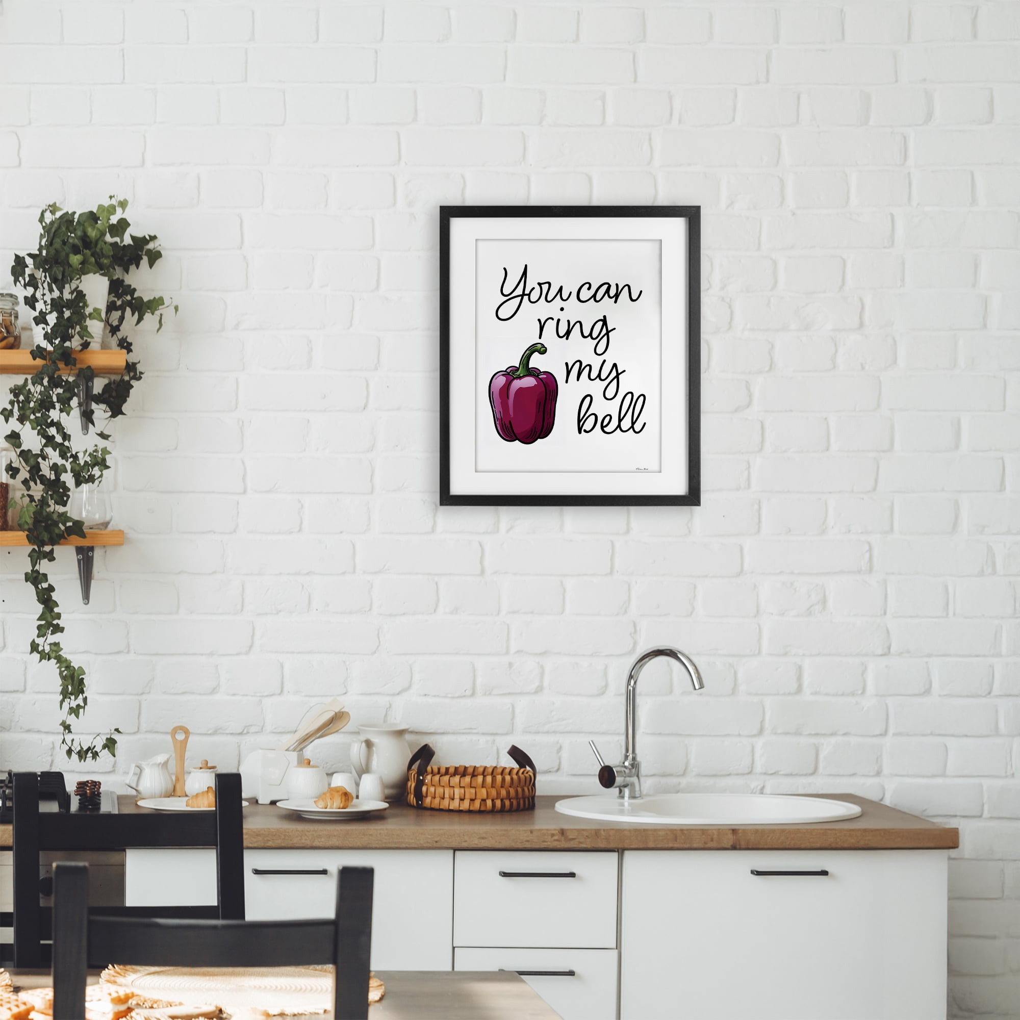 Stupell Industries Ring My Bell Pepper Black Framed Print Under Glass, design by Susan Ball