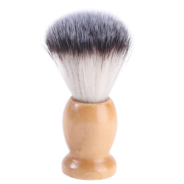 FELTECHELECTR Cepillo de afeitar para hombres con cerdas de nailon sintético y mango de madera natural, ideal para bigote, barba y cuidado facial.