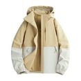 thumbnail image 1 of Styesk Jackets for Men Man Color Match Water Resistance Drawstring Pockets Hooded Outdoor Jacket Coat, 1 of 8