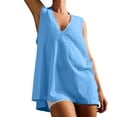 thumbnail image 4 of Aueoeo Beach Tank Top For Women Lighjtweight V Neck Sleeveless Vests Bottom Hem Split Top Trendy Flowy Blouse, 4 of 9