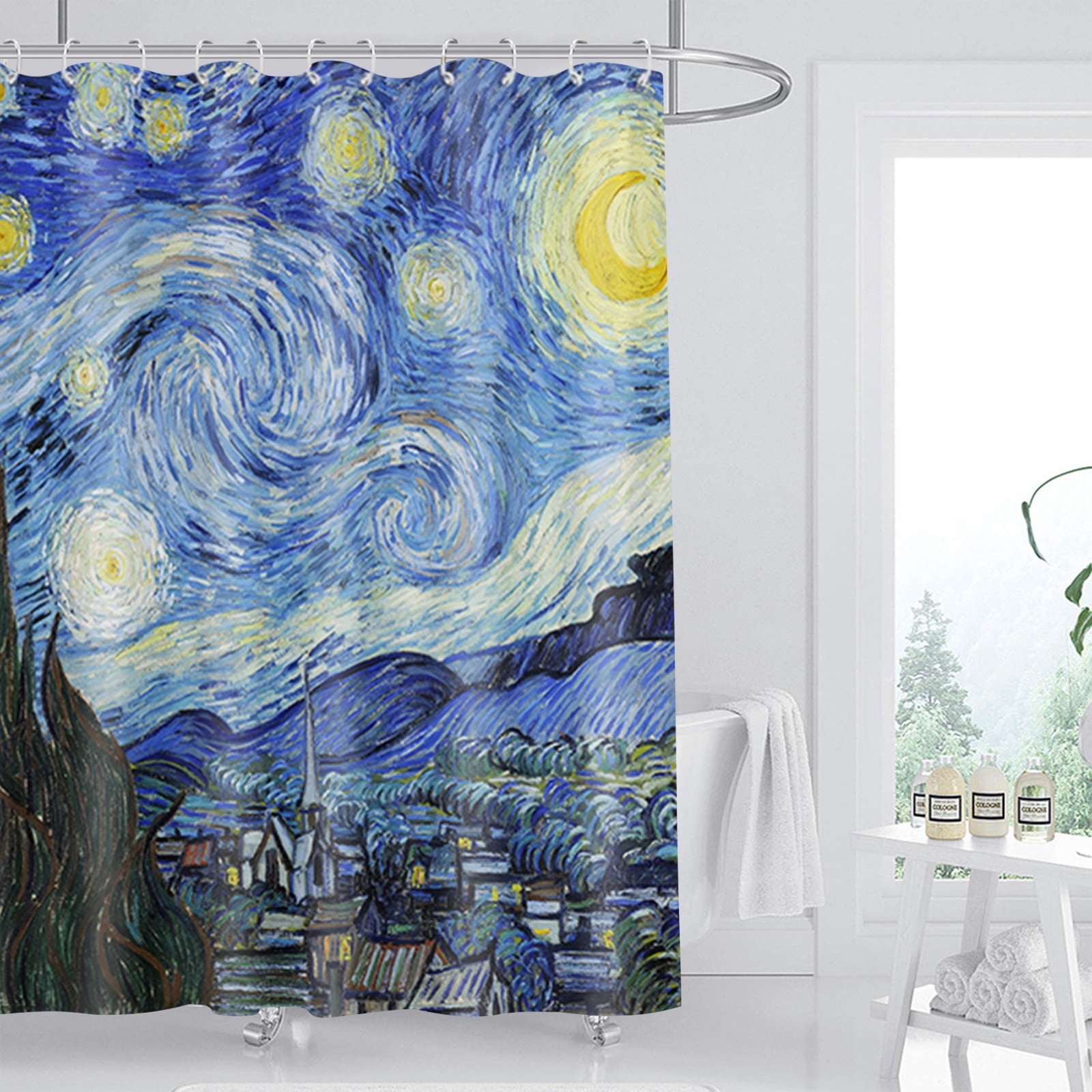 72" Abstract Art Oil Painting Print Waterproof Fabric Bath Shower Curtain w/Hook