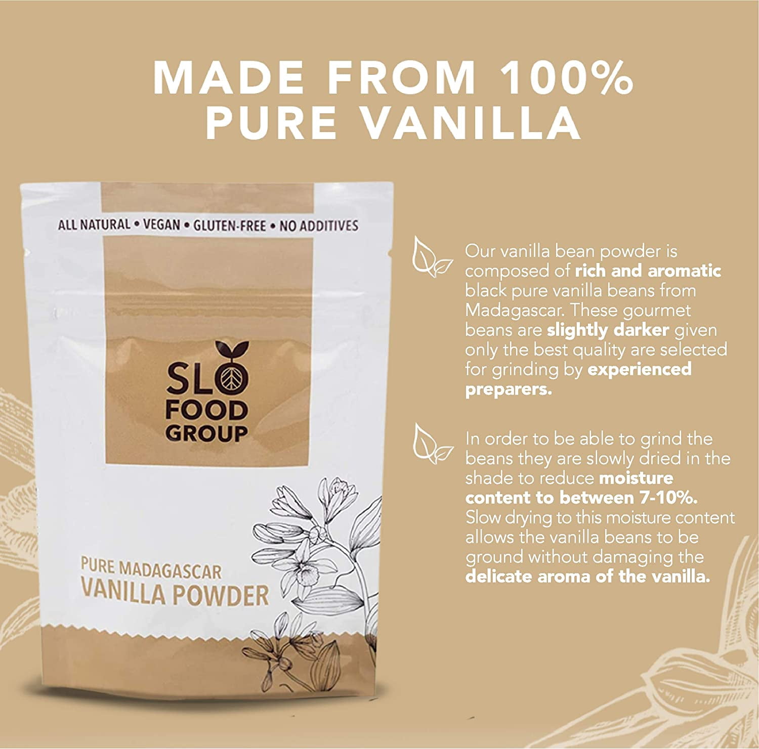Madagascar Ground Vanilla Beans - Vanilla Powder Planifolia - 4oz
