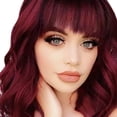 thumbnail image 2 of Short Curly Bob Wig,  Looking Wave Bob Wig Adjustable Soft Wine Red  for Party for Lady, 2 of 8