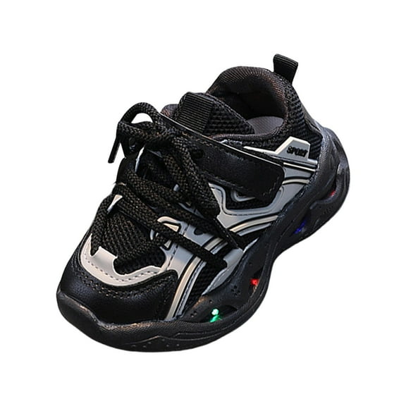 JAHH 2025 New Girls Tennis Shoes Fashion LED Light Baby Shoes Casual Children Shoes Boys Sandals Soft Kids Sports Shoes for Comfortable Breathable (18-24 Months,Black)