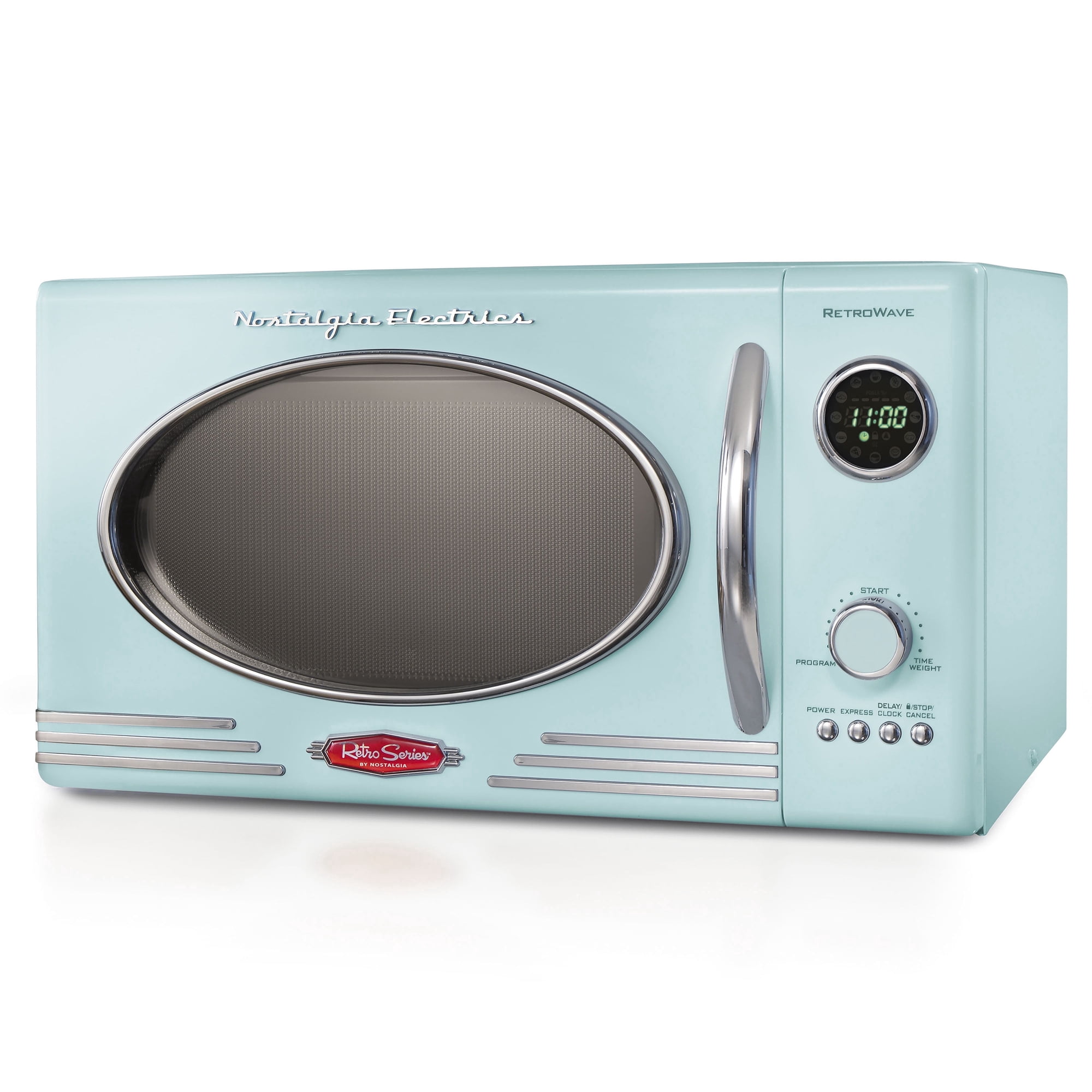 Nostalgia 0.9 cu ft Retro Microwave Oven, 800W Countertop Microwave Oven with Digital Display, White
