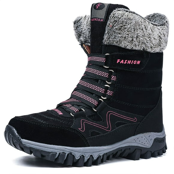 asddcavvf Women's Winter Fashion Thickening Warm Lace Up Solid Color Snow Boots Non Slip Comfortable