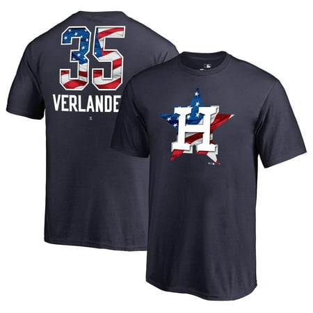 Justin Verlander Houston Astros Fanatics Branded Youth 2019 Stars & Stripes Banner Wave Name & Number T-Shirt -