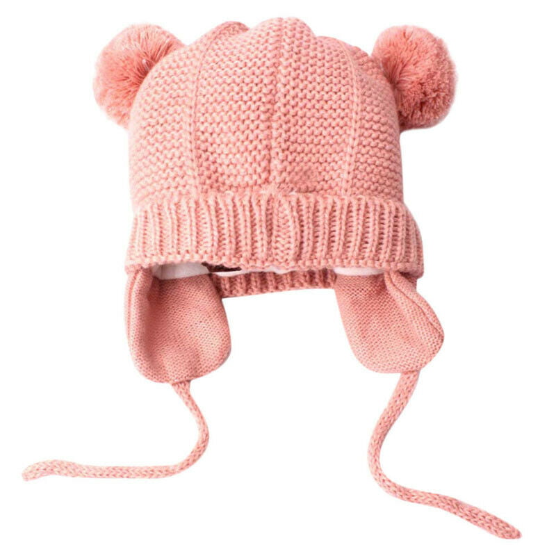 URATOT 4 Pack Baby Kids Pompom Beanie Hats Knitted Cozy Chunky Winter Baby Beanies for Boys Girls 