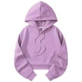 thumbnail image 5 of Womens Crop Hoodies Pullover Casual With Pockets Drawstring Spring Summer Fall Fall Clothes Tops Hooded Sweatshirts Purple S, 5 of 5
