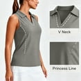 thumbnail image 5 of Domzest Womens Golf Polo Shirts V Neck Sleeveless Workout Tank Tops Collared Tennis Athletic Lightweight Running Shirt Gray XL, 5 of 5