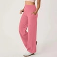 thumbnail image 4 of yueewhu Wide Leg Pants for Women Loose Yoga Pants with Pockets Petite/Regular/Tall Stretch Casual Lounge Pants (Red-2, XL), 4 of 7