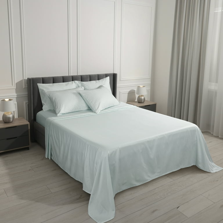 Serta 6-Piece 800 Thread Count Blue Stripe Cotton Rich Adult Bed