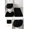 thumbnail image 3 of 3 Piece Bath Rugs Set, Thickened Bathroom Rug Set Includes Bath Rug, Contour Mat, Toilet Seat Cover Soft Microfiber Bath Absorbent Mats with Non-Slip Rubber Backing Solid Color (Black), 3 of 4