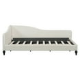 thumbnail image 4 of Bed Frame Twin Size L-Shaped Linen Daybed, with Solid Wood Legs, Beige, 4 of 7