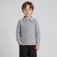 thumbnail image 4 of Polo Shirts for Boys Long Sleeve Grey Button down Shirt Boys Casual School Uniform Shirts Summer Shirt 18-24 Months, 4 of 4