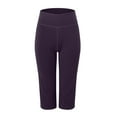 thumbnail image 5 of felwors Womens Yoga Capri Pants High Waist Capri Leggings with Pockets Wide Leg Crop Exercise Workout Summer Pants Purple, XXL, 5 of 7