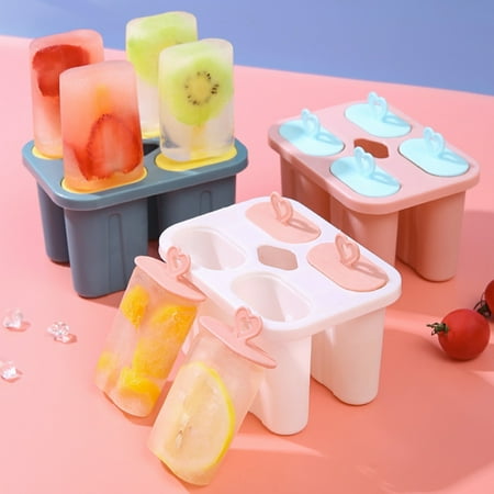 

Hariumiu Kitchen Ice Cream Mold Food Grade Creative Handle PP Material DIY Homemade Popsicle Mold - Flexible Eco-Friendly Non-Stick High-Toughness & 4-Compartments Design