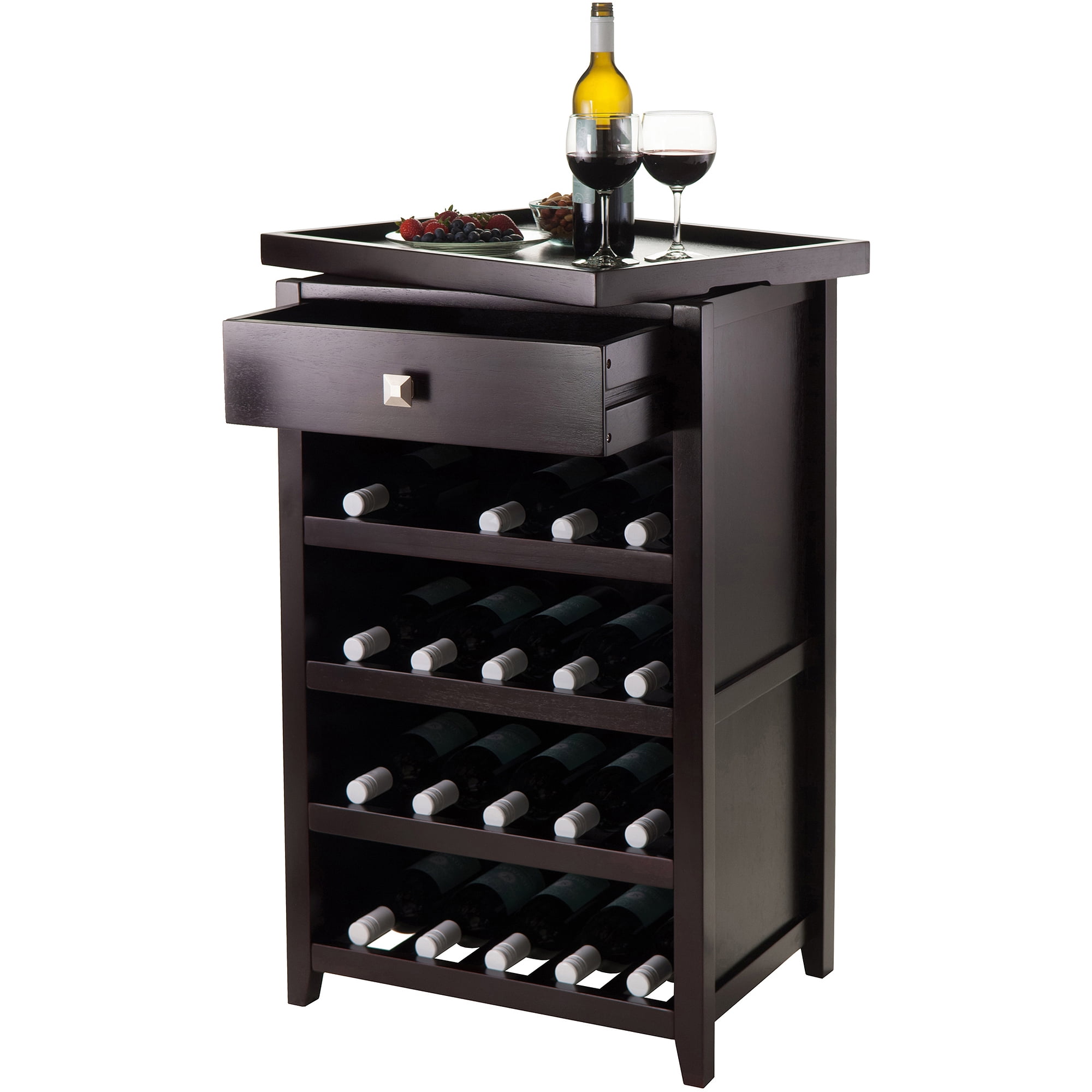 Winsome Wood Zillah Wine with Removable Tray, Espresso