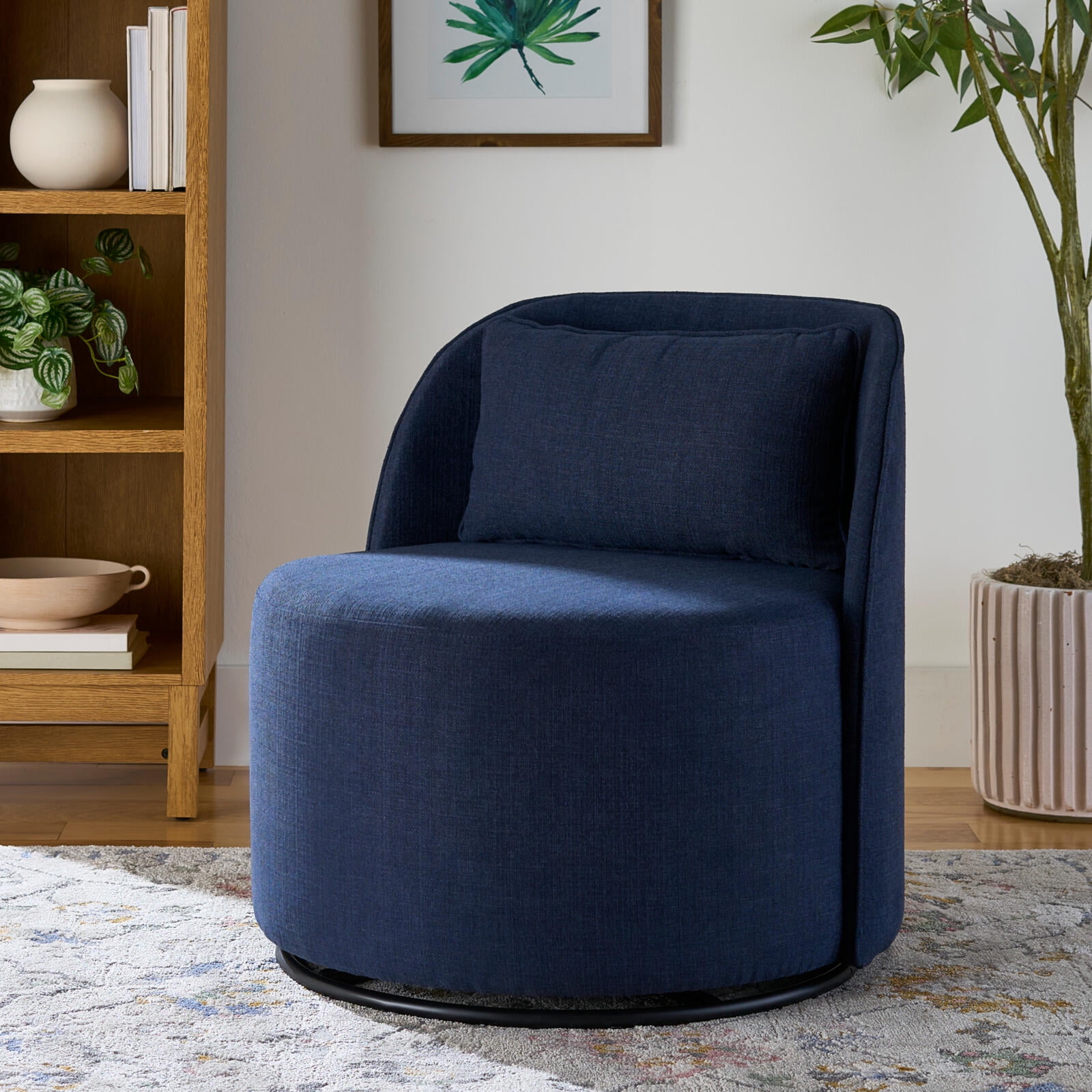 Better Homes & Gardens Juliet Modern Arch Swivel Accent Chair, Navy
