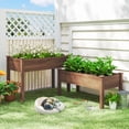 thumbnail image 2 of Outsunny 2 Tier Raised Garden Bed, Wooden Elevated Planter Box, Carbonised, 2 of 10