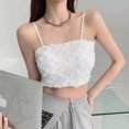 thumbnail image 1 of Camisola VISgogo a la moda para mujer, camisola salvaje con flores rosas, camisetas sin mangas con tirantes en el pecho, chalecos sin espalda, Tops cortos VISgogo moda, 1 of 2