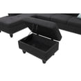 thumbnail image 6 of LUCKHAO 98" L-Shaped Wide Left Hand Facing Sofa with Chaise & Storage Ottoman, 3-Piece Linen Upholstered Couch Set, w/ 2 cup Holders, for Living Room, Home, Office, Light Grey, 6 of 8