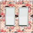 thumbnail image 1 of Metal Light Switch Wall Plate Outlet Cover (Coffee Mocha Espresso Heart Cupcake Macaron Flower Bouquet Pink - Double Rocker), 1 of 2