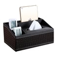thumbnail image 1 of Caja De Pañuelos Cubierta De Cuero Retro Rectangular Multifuncional Control Remoto Papelería Servilletero, Moderno Dispensador De Papel De Bombeo De Pañuelos Faciales,Braid, 1 of 5