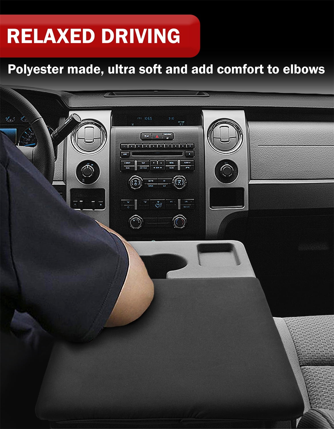 KBH Center Console Cover for 2011-2014 Ford F150 Accessories, Washable Arm Rest Protector Covering for Car, Black(Fits Jump Seat Console Only)