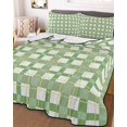 thumbnail image 3 of Quilts Twin XL Size, Ombre Green Plaid, Soft Comforter Bedding Set for Bed, Minimalistic Geometric Farmhouse Grid Lightweight Quilted Bedspread with Pillow Cover(2 Pieces) for All Season, 68x98 Inch, 3 of 6