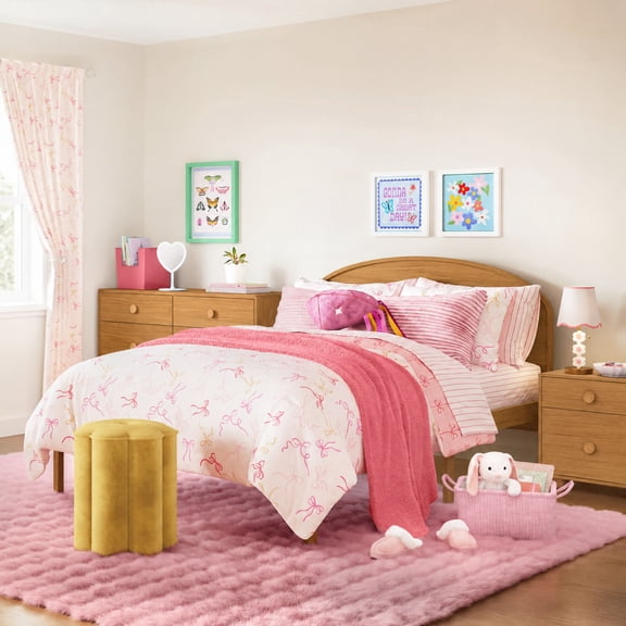 Mainstays Kids Full Size Wood Platform Bed Frame, Natural Teak