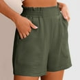 thumbnail image 5 of BKQCNKM Gauze Shorts for Women, Linen Shorts for Women, Women Beach Fashion, Casual Shorts Comfy Elastic Waist Lightweight Shorts, Summer Shorts for Women, Green S, 5 of 8