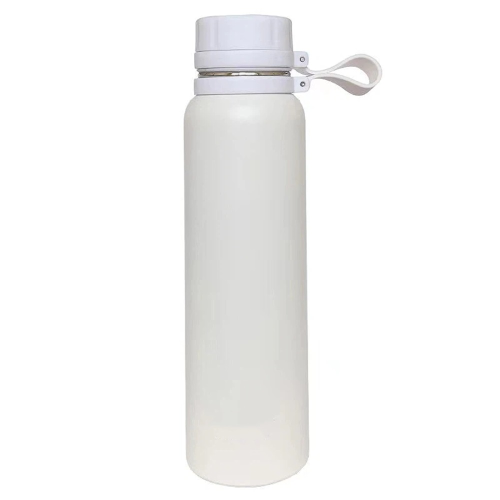 Insulated 30 oz Water Bottle - Leak-Proof for Quick Hydration - Keeps Drinks Cold - for Travel or Gym - White