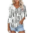 thumbnail image 5 of Women's V Neck T Shirts 3/4 Sleeve Blouse Summer Tops Dressy Casual Solid Basic Tees, Limited Time Clearance Under 10 Dollars #9, 5 of 6