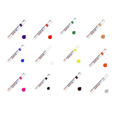 Purple Permanent Markers - 12 Colors Waterproof Pen Car Tyre Tire Tread Rubber Metal Permanent Paint Markers Graffiti Oily Marker Pen
