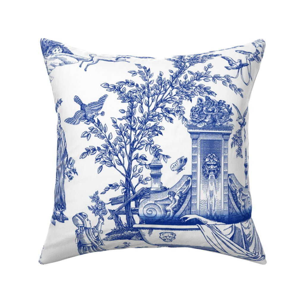 Toile Chinoiserie Asian Royal Throw Pillow Cover w Optional Insert by Roostery