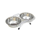 Van Ness Small Stainless Steel Raised Double Dog Bowl; Non-Skid Stand, 16 oz
