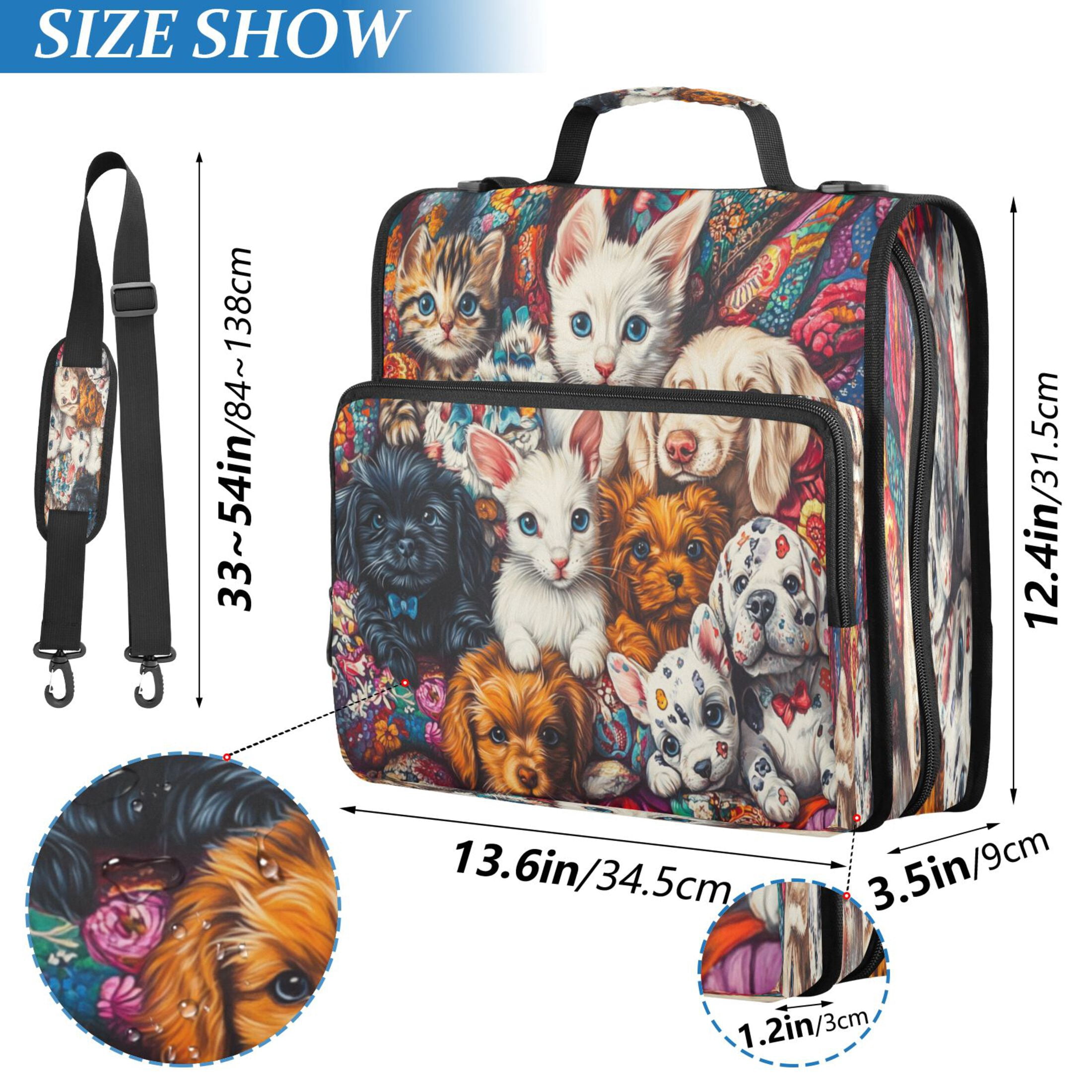 YAZAOO Zipper Binder trapper keeper Documents Organized Design Feline and Canine Friends Printed